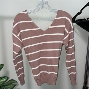 Twist Tie Back Windsor Striped cropped Sweater